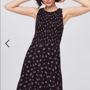 Loft floral smocked flare dress